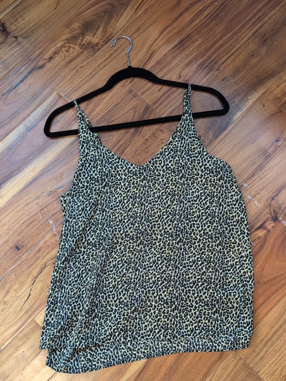 Shinestar Leopard Print V-Neck Cami - Beige and Black